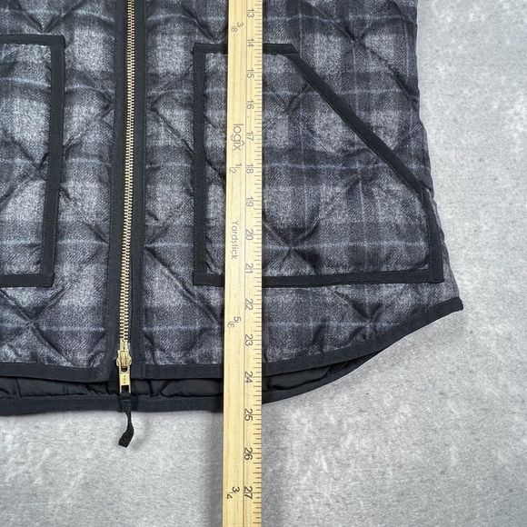 J. Crew Vest Womens Size Small Gray Black Plaid Mountain Puffer Trim 60% Down - Picture 9 of 11